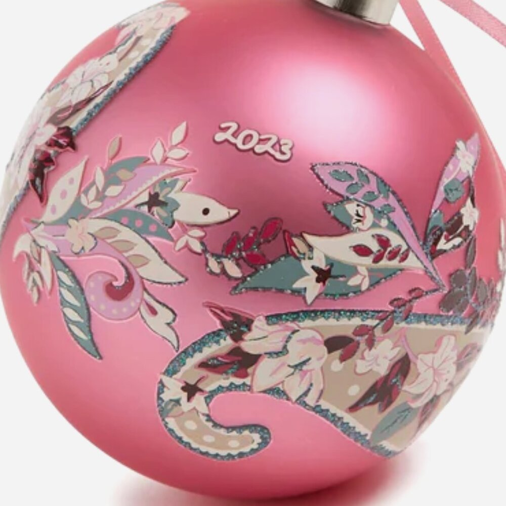 NWT 2023 Vera Bradley Christmas Ornament | Botanical Paisley Pink
